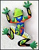 Handcrafted Green Frog Patio Art - Painted Metal Tropical Garden Wall Decor - 18" x 24"